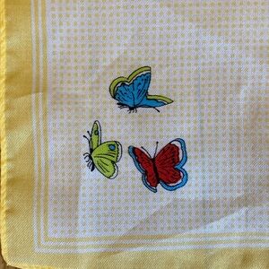 Vintage Butterfly Scarf with Yellow Border
